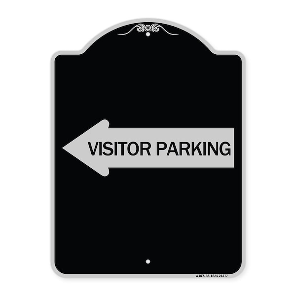 Visitor Parking With Left Arrow Heavy-Gauge Aluminum Architectural Sign, 24" x 18", BS-1824-24377